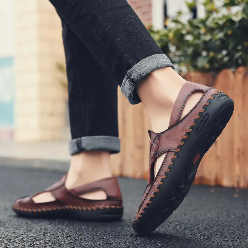 

Summer Man Slippers Sole Leather Casual Shoes Air Men's Sneakers Running-Shoes Sandals For Boy Without Heels Tennis Trend 2021