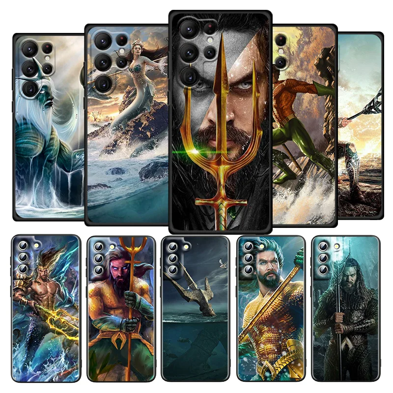 

Aquaman Superhero For Samsung Galaxy S23 S22 S21 S20 Ultra Plus Pro S10 S9 S8 S7 4G 5G silicone Soft Black Phone Case