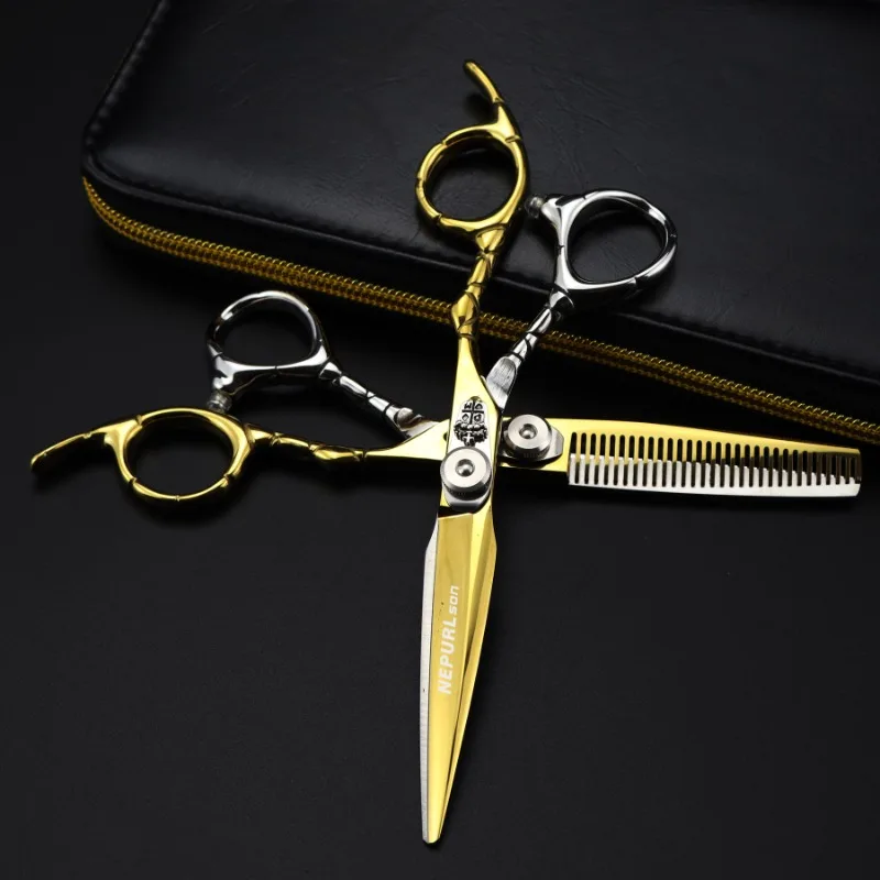 

Профессиональные высококлассные черные Дамасские ножницы для стрижки волос, 6 дюймов, инструменты для парикмахера, ножницы для стрижки и филировки, парикмахерские ножницы