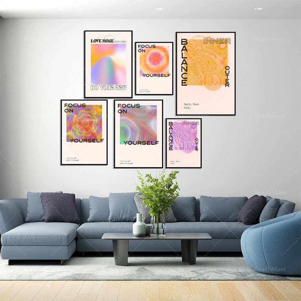 Ретро психоделический плакат градиентное искусство психоделическое с ореолом