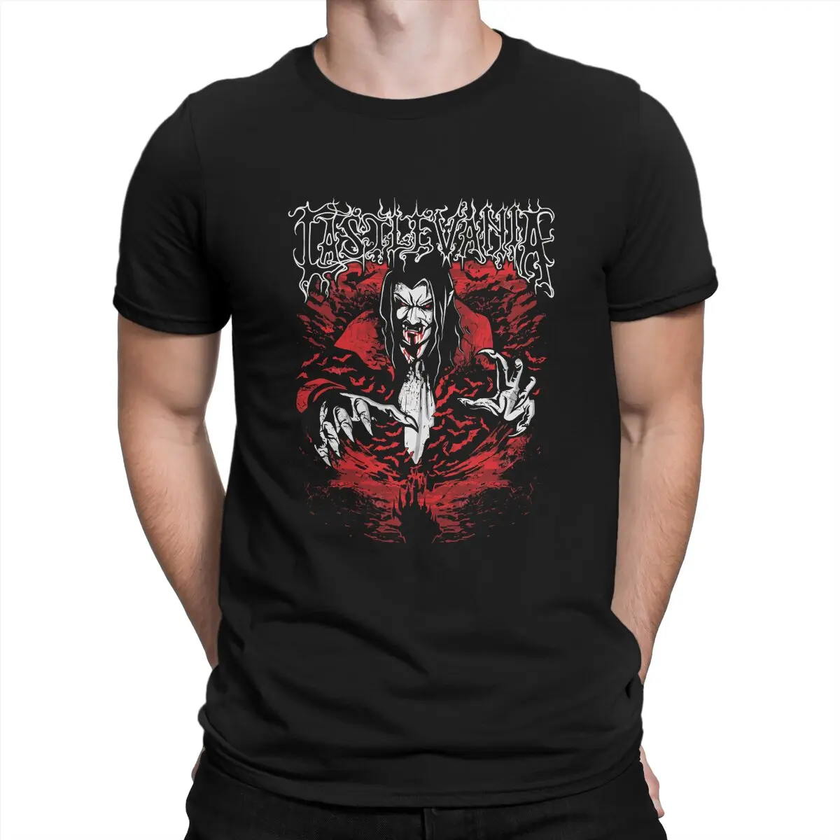 

Men's T-Shirts Dracula of The Night Funny Cotton Tee Shirt Short Sleeve Castlevania Trevor Belmont TV T Shirt Round Neck Tops
