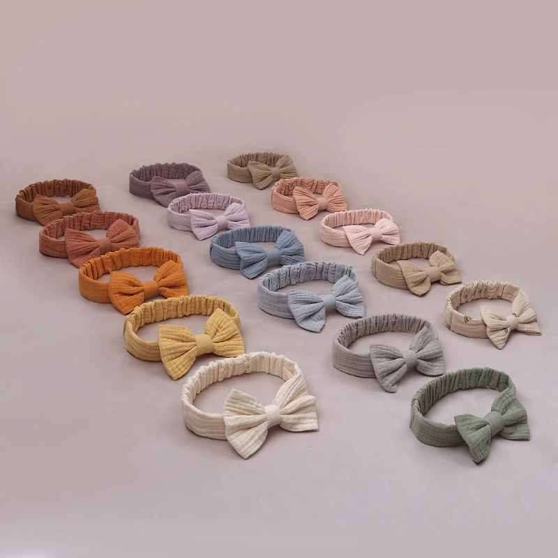 

Baby Girls Elastic Bows Headband Stretchy Knot Handmade Hair Bows Soft Cotton Solid Color Hair Bands Fashion Princess Bowknot Ha