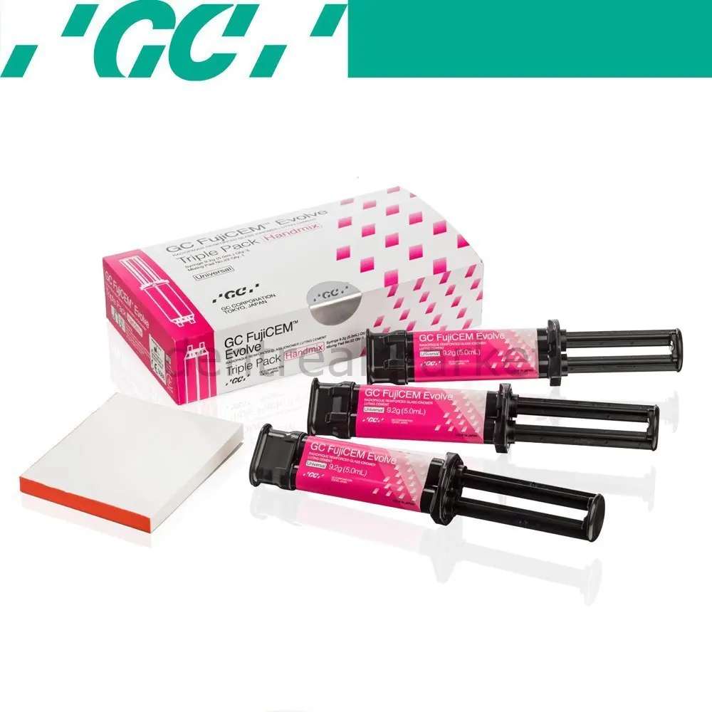 

GC Dental - Fujicem Evolve Handmix цемент, тройной пакет, модифицированный стеклом из смолы, тонометр, лутирующий цемент
