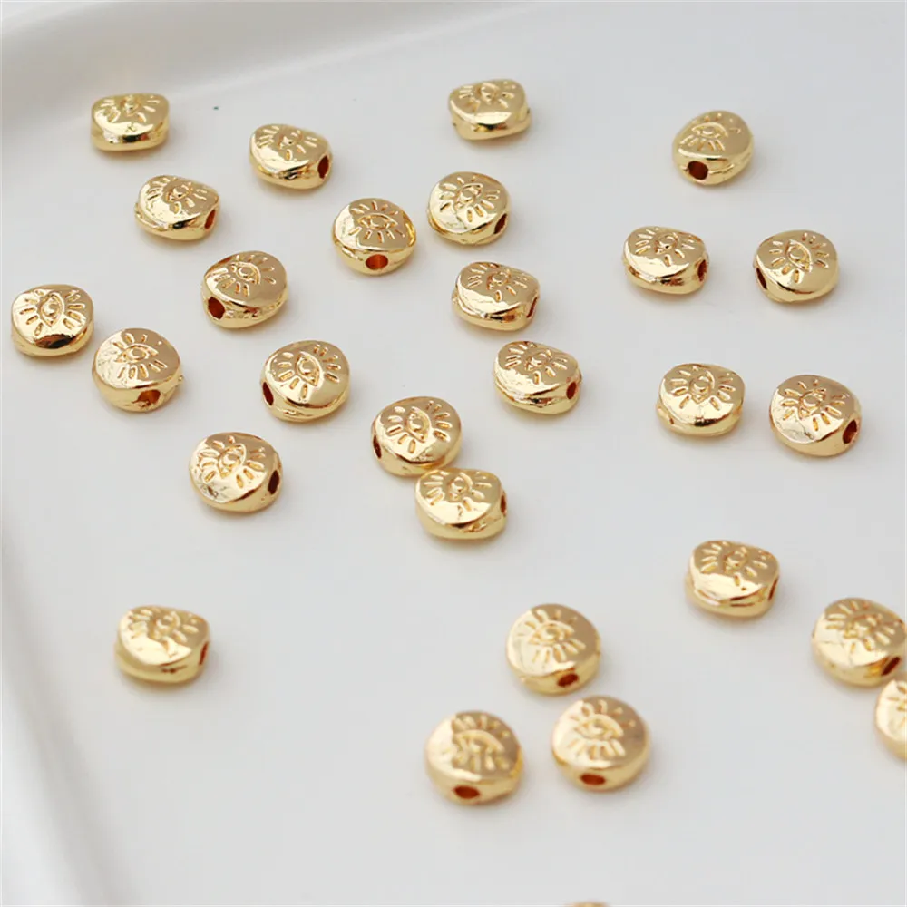 

14k gold package Double-sided eyes turtle face type 6mm through hole beaded accessories diy accessories with beaded handmade mat