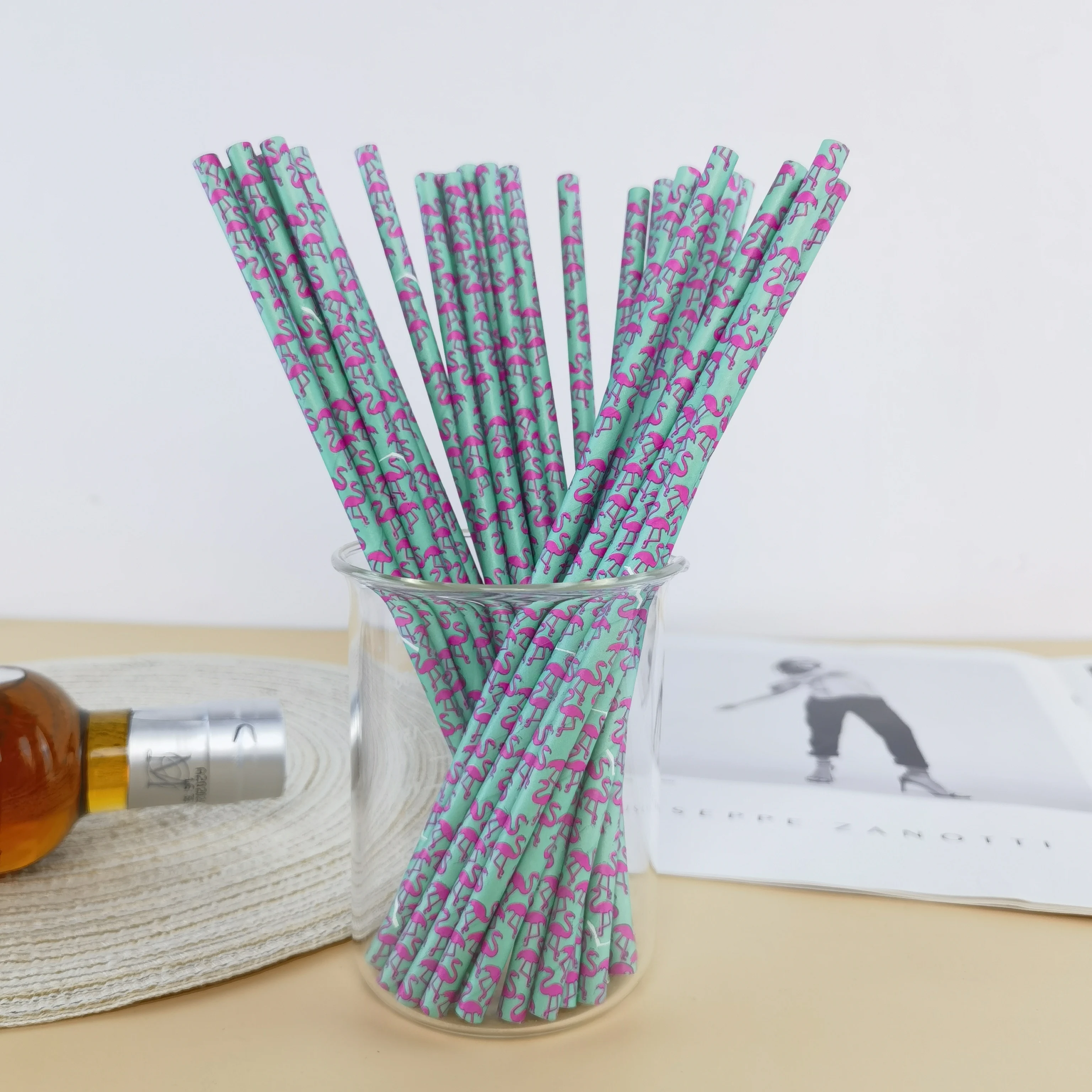 Художественные экологически чистые бумажные соломинки 100 шт. для ресторана бара