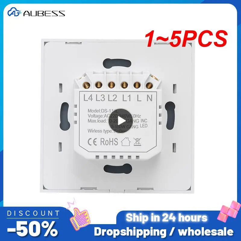 

1~5PCS Tuya Smart Wifi Touch Light Switch EU 220V, No Neutral Wire Required Wall Switch 1/2/3/4 Gang, Compatible with Alexa