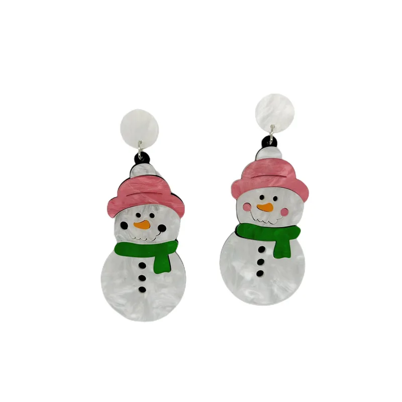 

Christmas Fashion Jewelry Acrylic White Snowman Stud Earrings Ornament