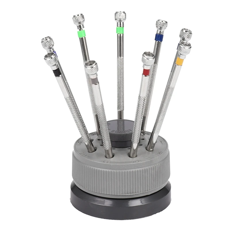 

Set Of 9 Professional Watch Screwdrivers On Stand