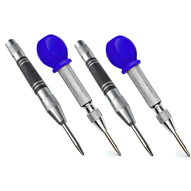 

4Pcs Automatic Center Punch Center Hole Punch Set For Wood, Metal, Plastic, Glass, And Marble