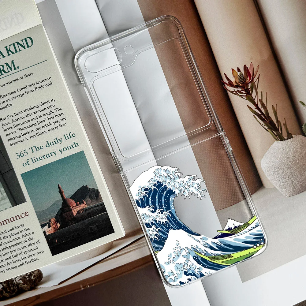 Чехол с узором Великая волна от Канагавы для Samsung Galaxy Z Flip 6 5 4 3 Beauty Flip6 Flip5 японский