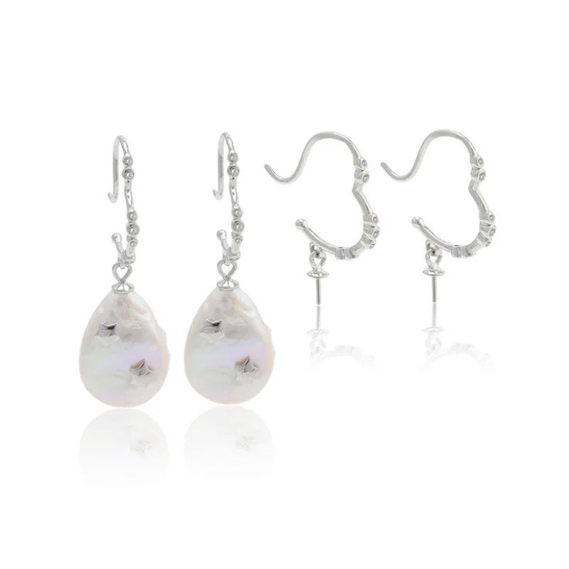 MeiBaPJ Natural Baroque Freshwater Pearl Fashion Drop Earrings Real 925 Sterling Silver Fine Charm Jewelry for Women