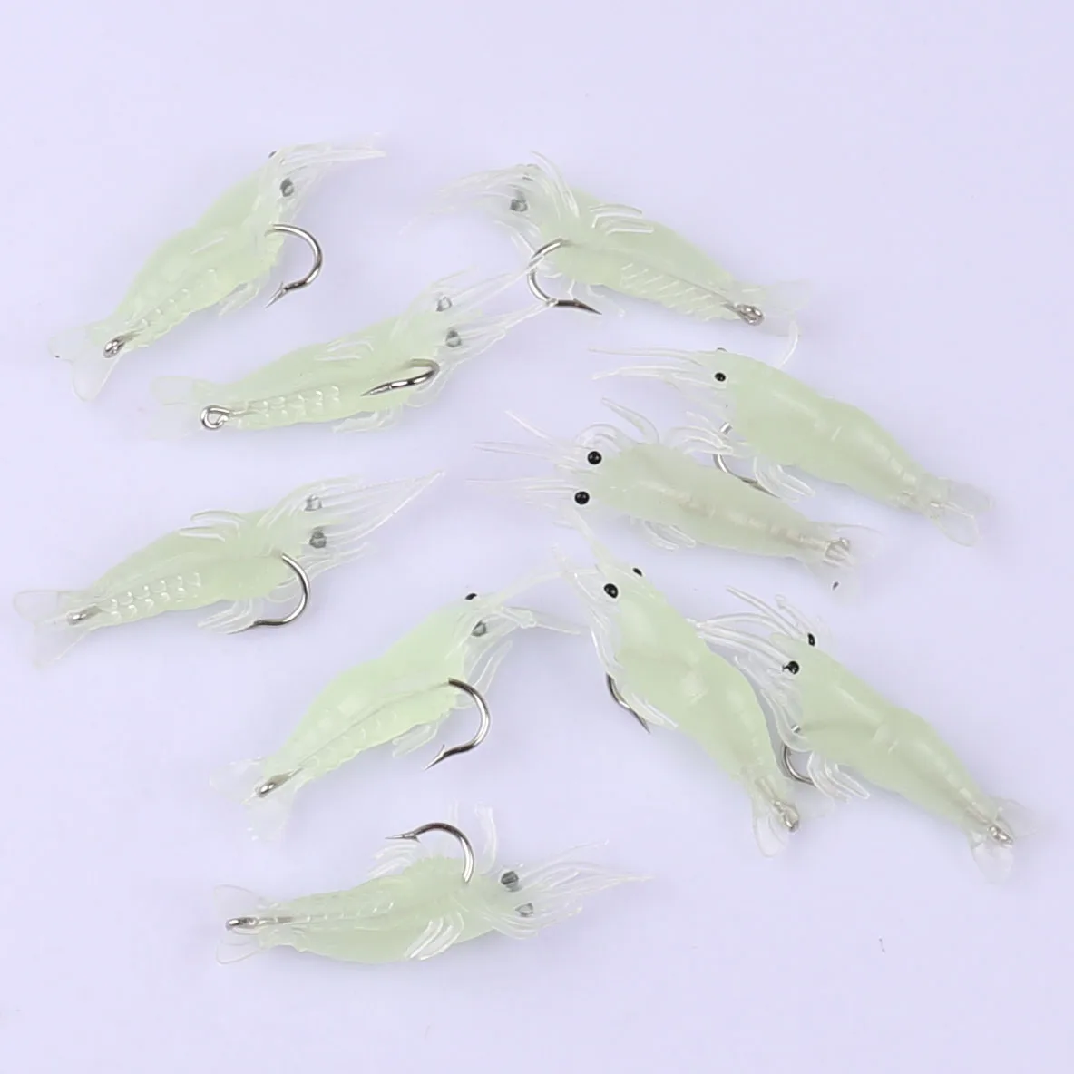 

10Pcs/Lot Fishing Lure Lifelike Shrimp Soft Bait Silicone Artificial Bait Luminous Carp Fishing Lures with Hook
