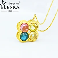 tourmaline 925 sterling silver necklace for women colorful treasure box pendant necklaces gold yellow chain fine luxury jewelry