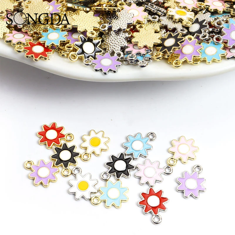 

10pcs Enamel Colorful Sun Charms Multicolor Sun Flower Alloy Pendants for Jewelry Making DIY Necklace Earrings Accessories Gifts