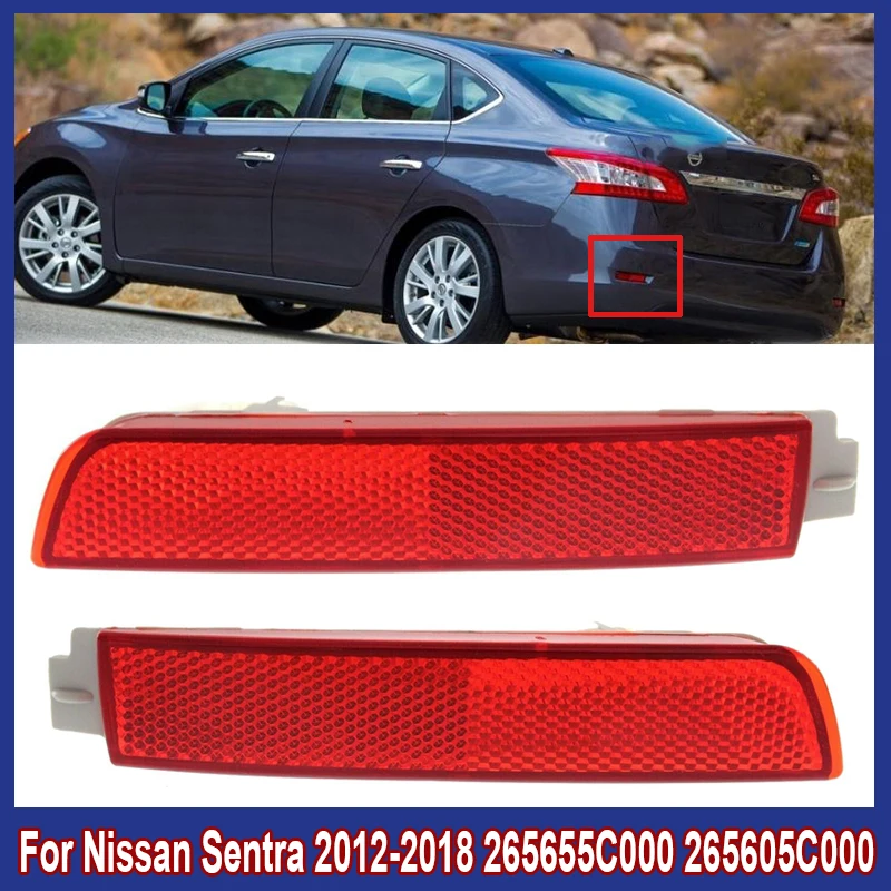 

2Pcs/Pair LED Car Exterior Rear Bumper Reflector Tail Brake Stop Running Light For Nissan Sentra 2012-2018 265655C000 265605C000