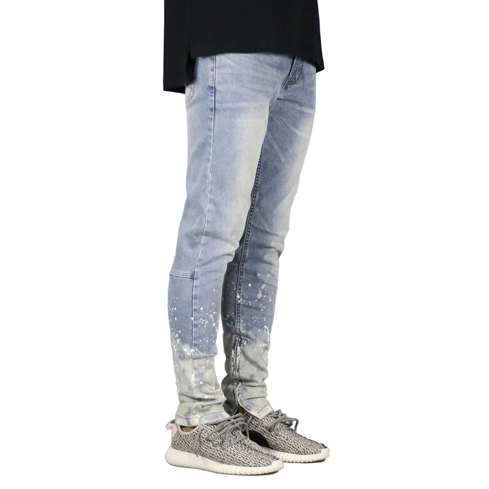 Fashion Trendy Gradient Men'S Jeans Elastic Men'S Jeans Size 29-38 Slim Fit Pants High Street Wear Black Pencil Jeans For Men