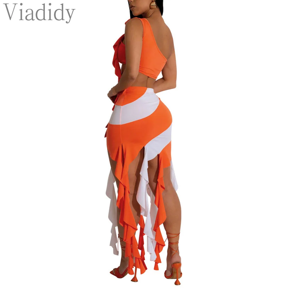 Женский сексуальный топ на одно плечо с принтом в полоску и высокой талией декор