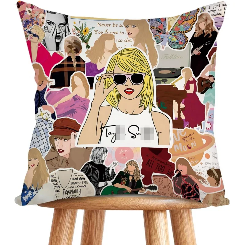 

Taylor Singer Merch Throw Pillow Covers Album Inspired Pillowcase TS Fans Gifts for Swift Music Lyric ERAS T Pillow Case