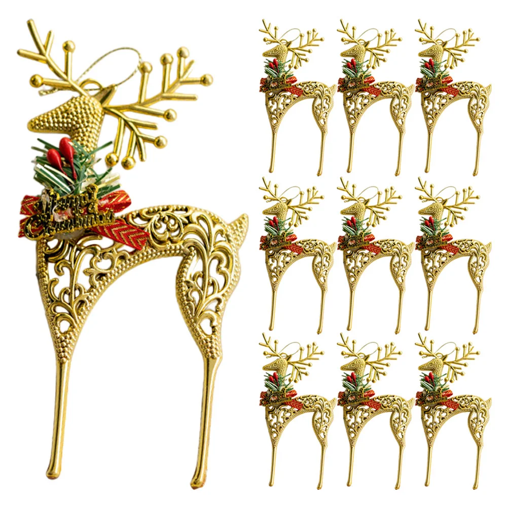 

10 Pcs Christmas Decorations Elk Pendant Ornaments The Tree Xmas Decors Hanging Scene Layout Supplies