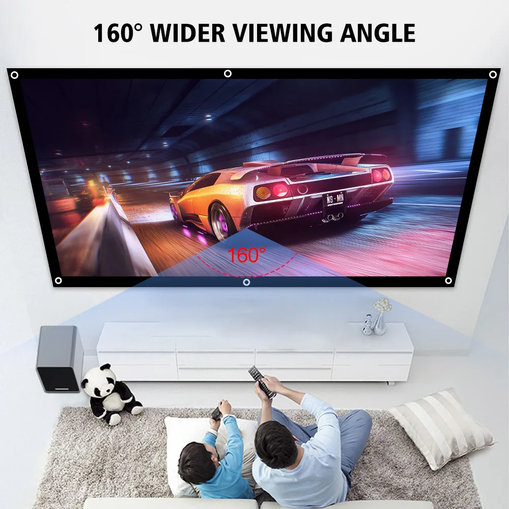 Экран для проектора ThundeaL 16:9 100 120 150 дюймов белый холст для 3D-фильмов, переносной и настенный.