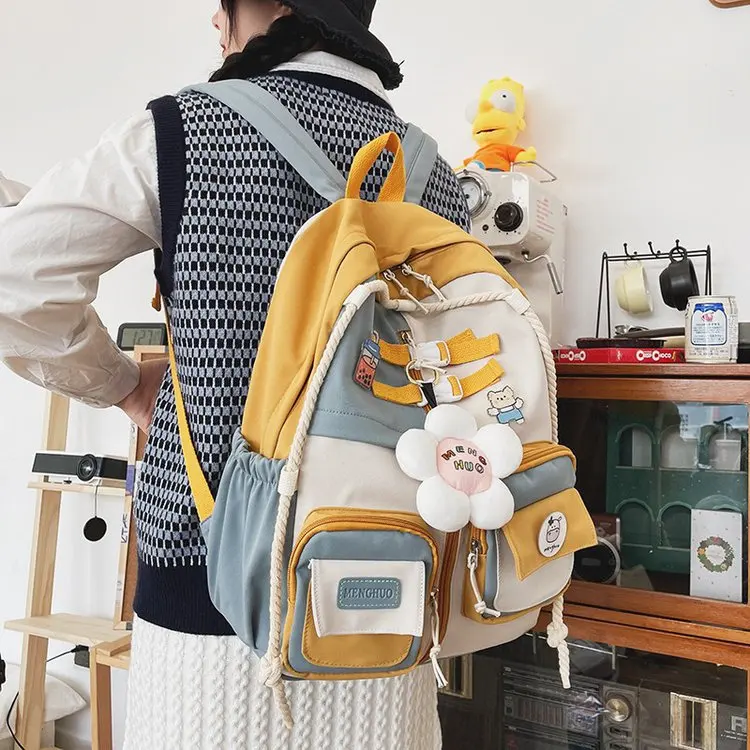

New Fashion Retro Design Sense Korean Version Ins High School Student Book Female Japanese Tooling Backpack Travel Backpack