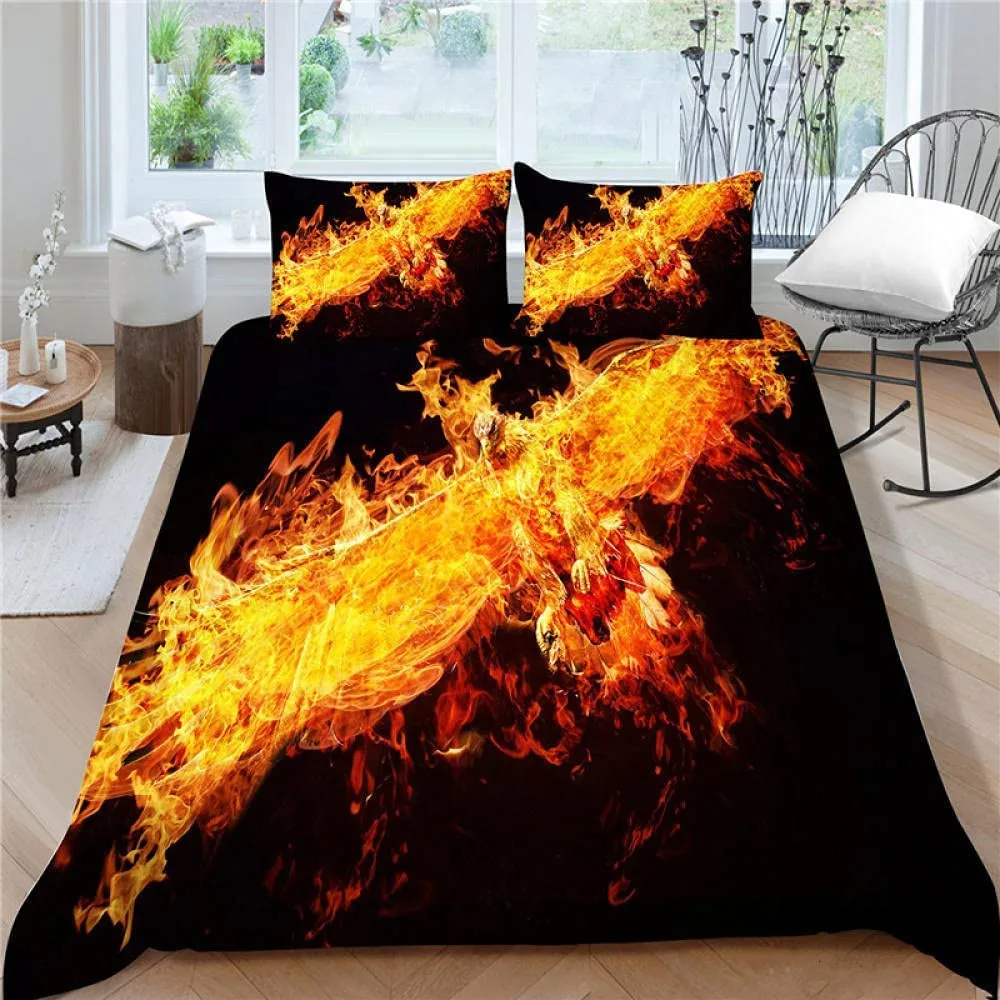 

Phoenix Duvet Cover Set Queen Size Fire Phoenix The Volcano Bedding Set Children Adult Soft Comfortable Quilt Cover Flying Above