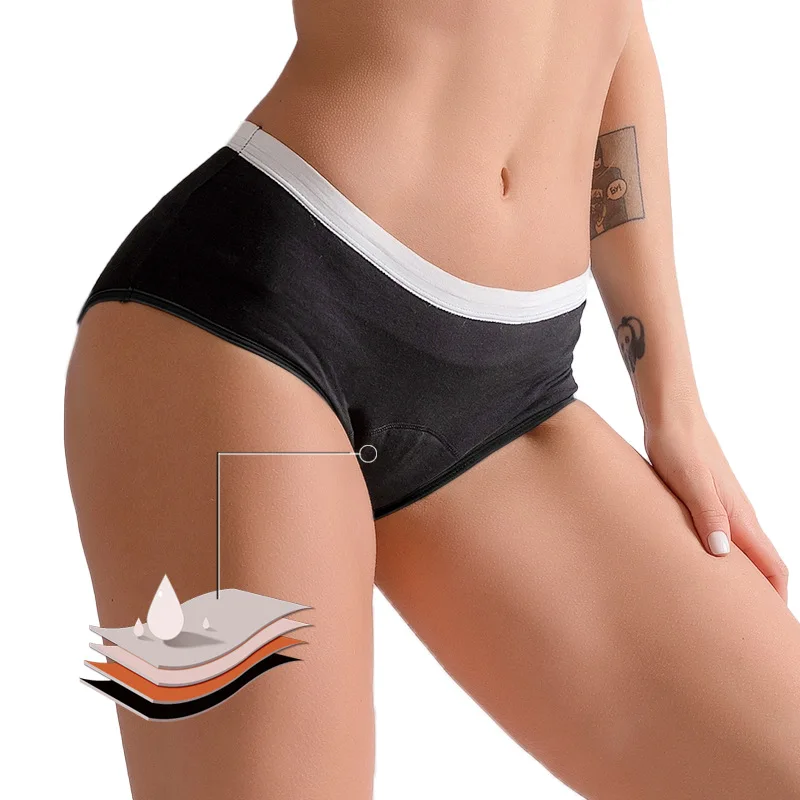 

Plus Size Women's Menstrual Panties Patchwork White and Black Underwear
