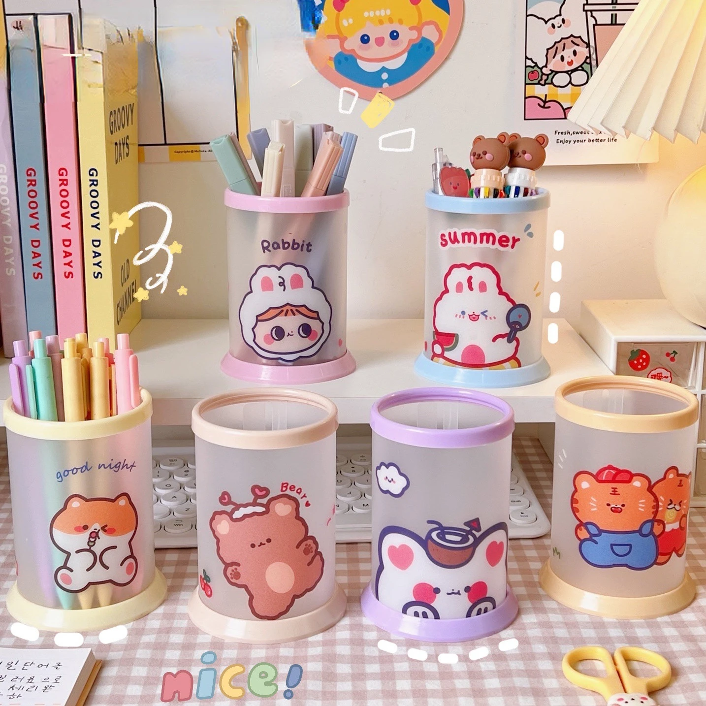 

Transparent Round Pen Barrel Japanese Cute Creative Diy Pen Barrel Student Desktop Stationery Cute Storage Box Organizer
