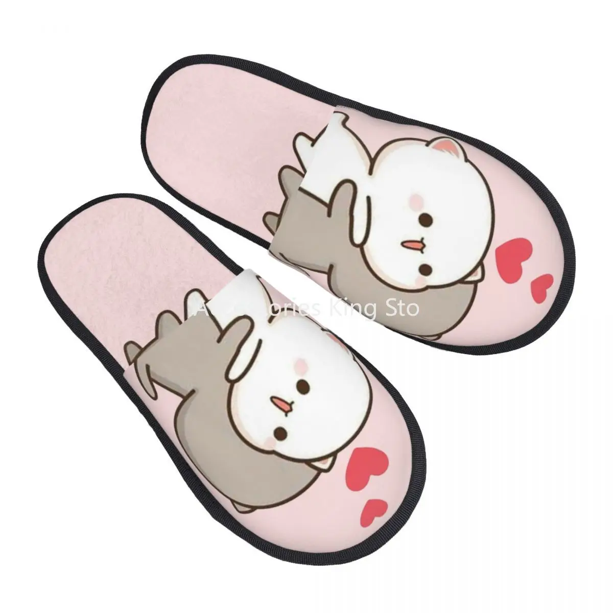 

Custom Cute Mochi Peach Cat And Goma Love Soft Memory Foam House Slippers Women Cozy Warm Anti-Skid Slipper