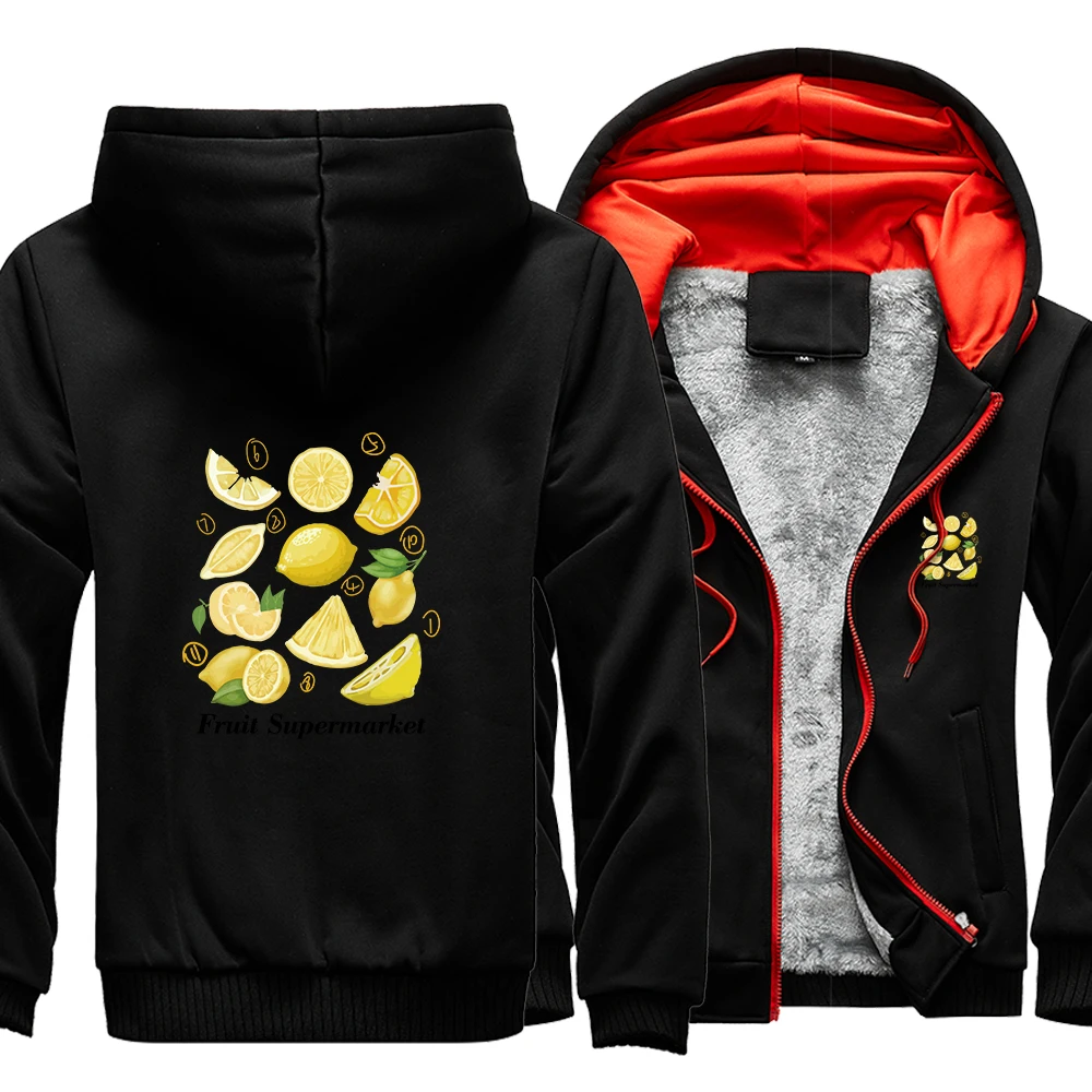 Мужская однотонная утолщенная куртка с принтом фруктов в супермаркете мужское