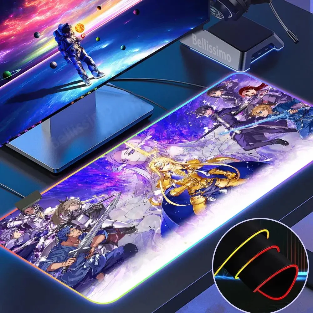 Резиновый коврик для мыши K_kirito RGB в стиле аниме игровые подставки размер