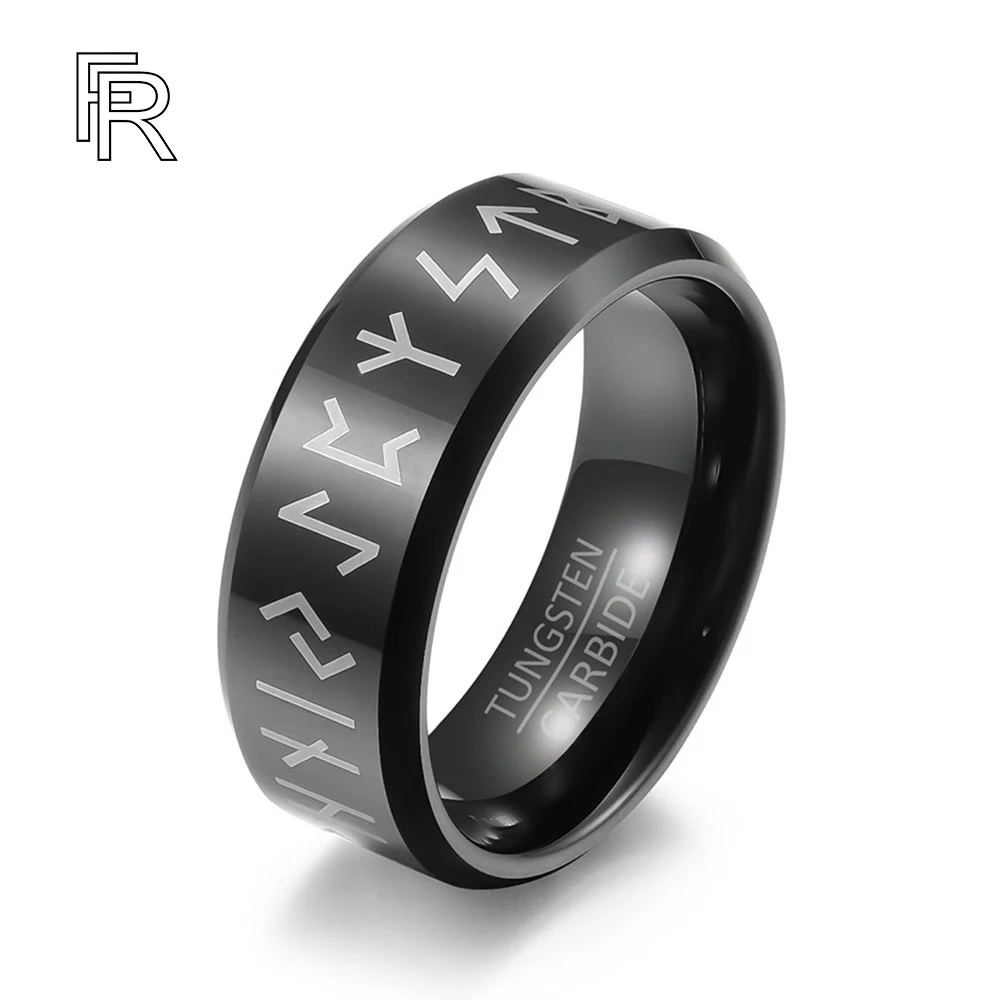 

Men Ring Stainless Steel Fashion Style MEN Double Letter Rune Words Odin Norse Viking Amulet RETRO Rings Jewelry