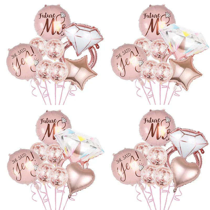 

Rose Gold Foil Diamond Ring Balloons Set 22inch Round Rings Balloon Wedding Globos Wedding Decorations Engagement Party Supplies