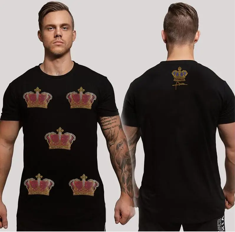 

Luxury Brand Cotton T-shirt White High-Quality Tees Rhinestones Tops 2023 Fashion Short Sleeve New Summer Round Neck Tshirts