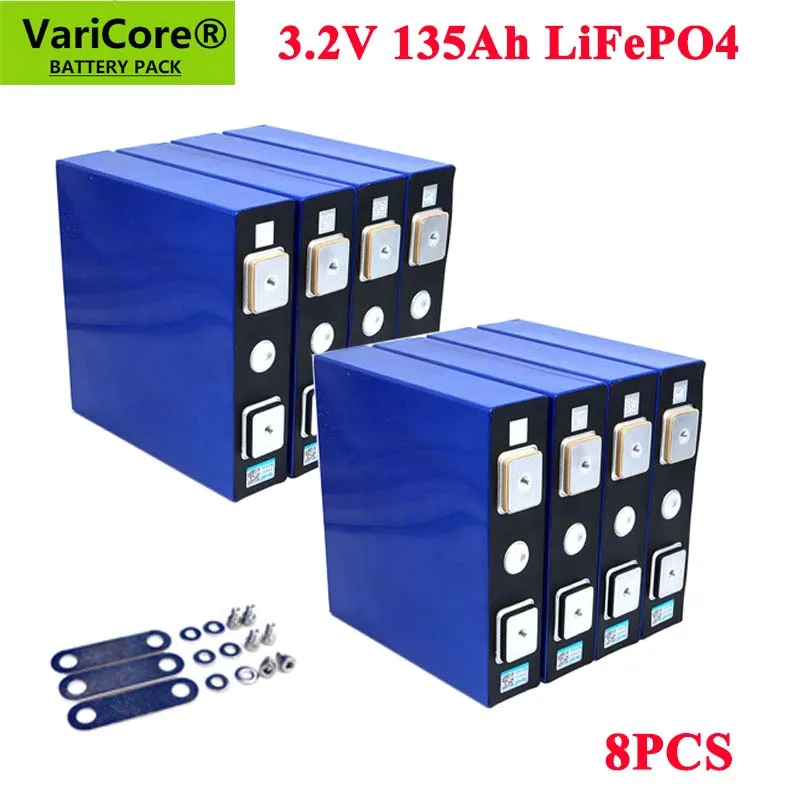 

8PCS VariCore 3.2V 135Ah lifepo4 battery lithium iron phosphate LFP lithium solar 4S 12v 24V 135ah cells for EV Marine RV Golf