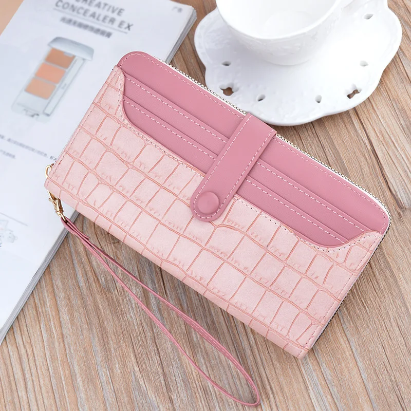 

New Wallet Women's Long Zipper Buckle Clutch Bag Fashion Crocodile Pattern Soft Wallet Large Capacity Wallet Mobile Phone Bag