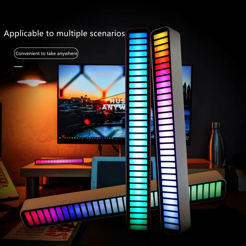 

RGB Music Voice-Activated Light Aromatherapy Car Atmosphere Light APP Computer Desktop Decorative Light Bluetooth Pickup Light