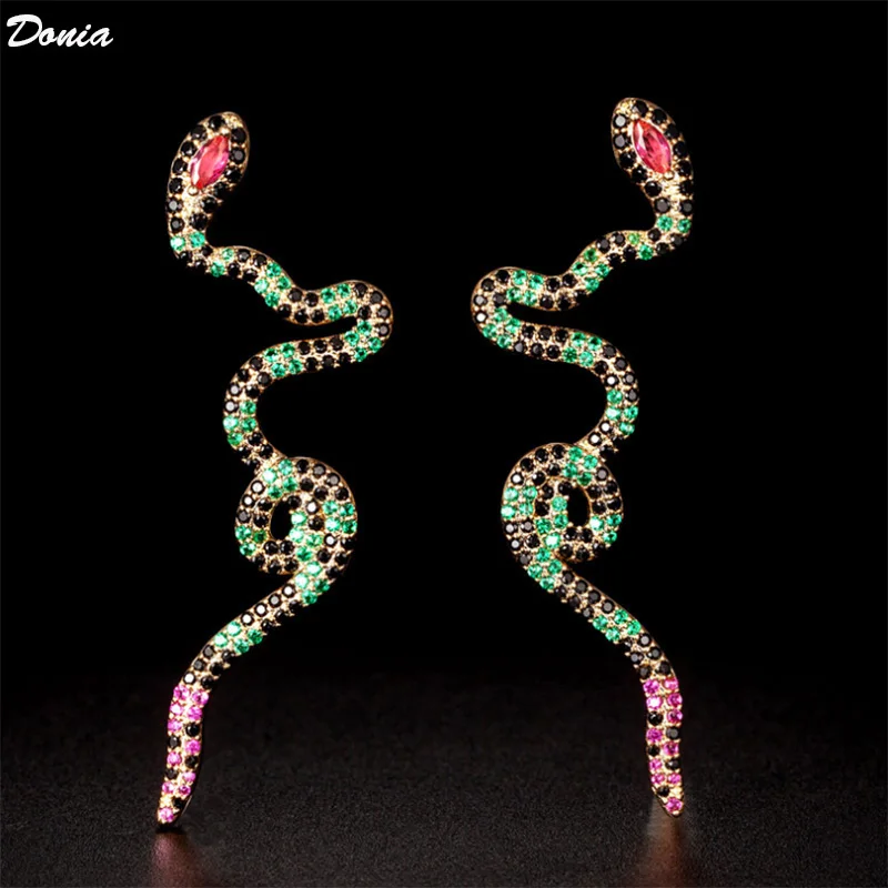 

Donia jewelry Gun black snake earrings green snake earrings female fashion luxury copper micro-inlaid AAA zircon long accessorie