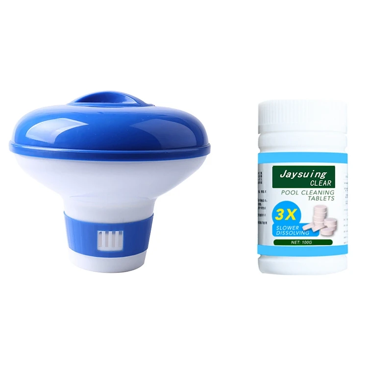 

100G Pool Cleaning Effervescent Chlorine Tablet Cage Swimming Pool Clarifier Chemical Floater Dispenser Home Clean