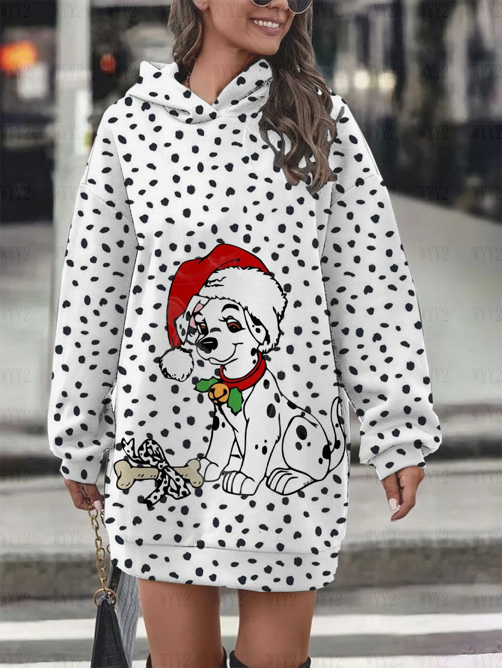 

Женское платье, Модный свитшот в уличном стиле, женская одежда, пуловер с изображением Диснея и далматинской тематики на Рождество, Свитшот