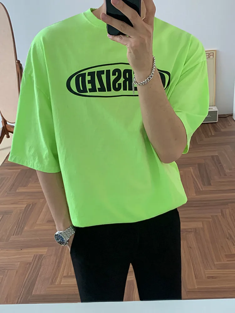 

Футболка SYUHGFA мужская оверсайз, модная Свободная рубашка в Корейском стиле, с надписью, уличная одежда, лето 2022