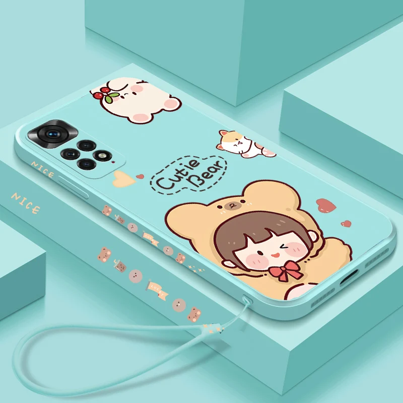 redmi note 10 pro 10s 10t cover cute girl strap tpu phone case for redmi note 11 9 9s 8 8t 9t 7 pro 11t poco x3 9c 9a mi 11 lite free global shipping