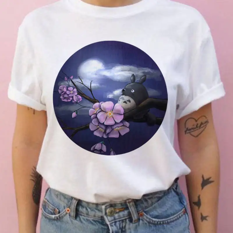 

Women T-shirt Hayao Harajuku Short Sleeves Studio Ghibli Totoro Miyazaki Ullzang Graphic T-shirt Funny Cartoon Top Tee Female