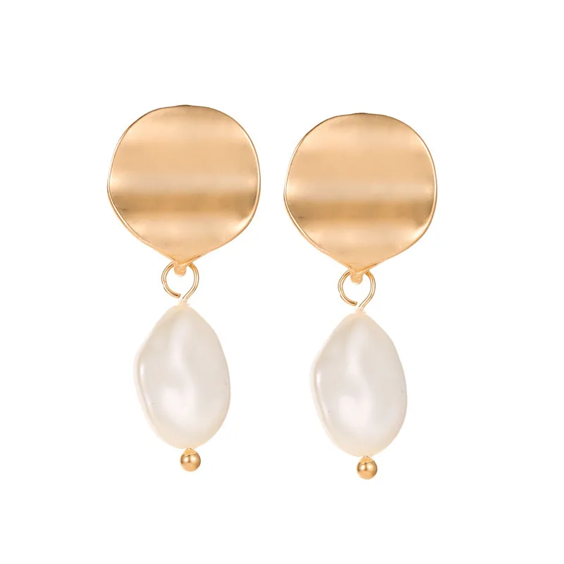 

Korean Simple Gold Earrings Creative Irregular Pearl Stud Earrings For Women Earing Jewelry Earings Earring Kolczyki O3