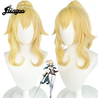 ebingoo synthetic game genshin impact jean cosplay wig women golden ponytail heat resistant synthetic hair anime cosplay wigs