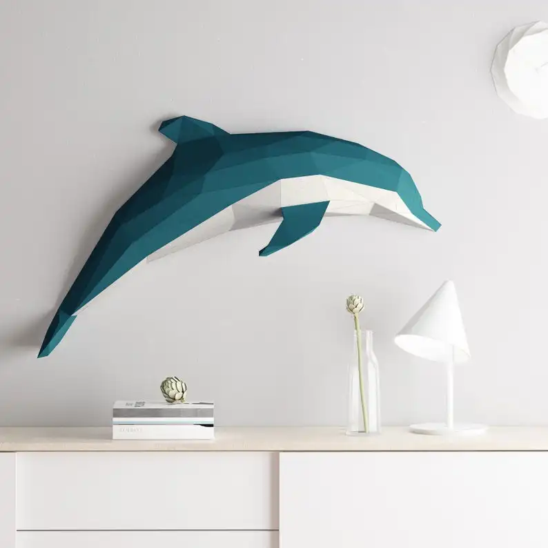 

Jumping dolphin marine animal main picture on the wall wall decoration pendant DIY three-dimensional creative paper art model