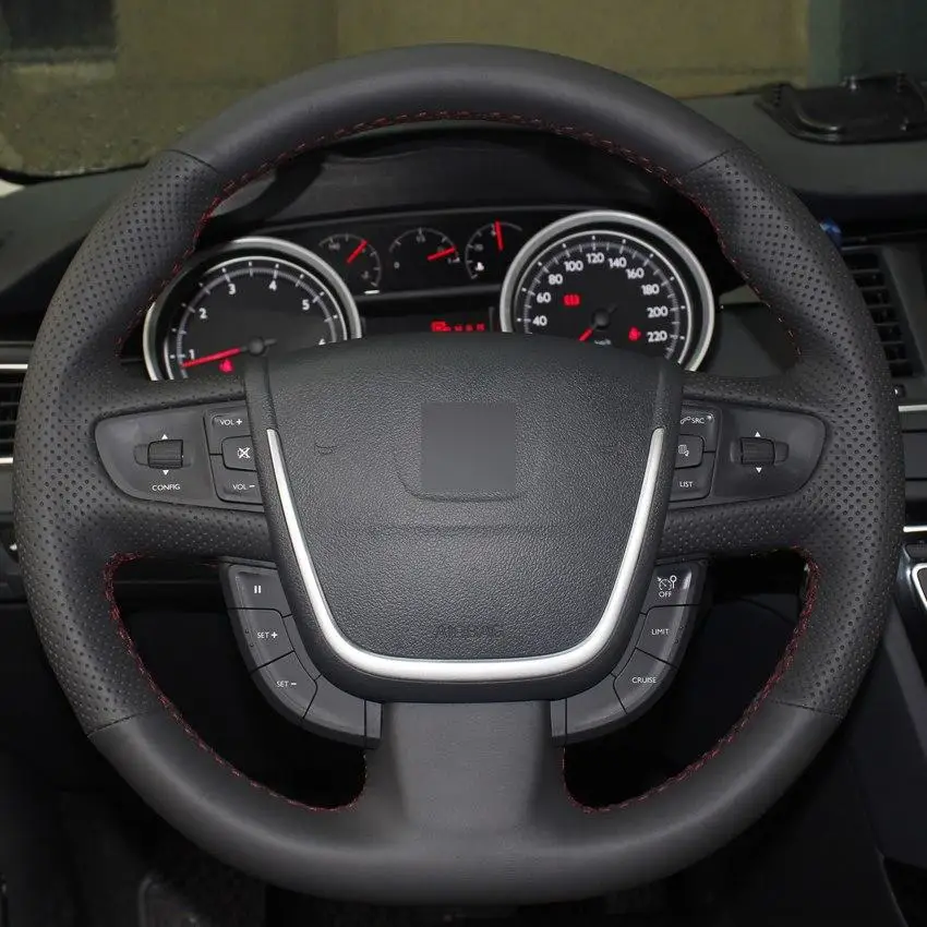 

Черный кожаный чехол с ручной строчкой для Peugeot 508