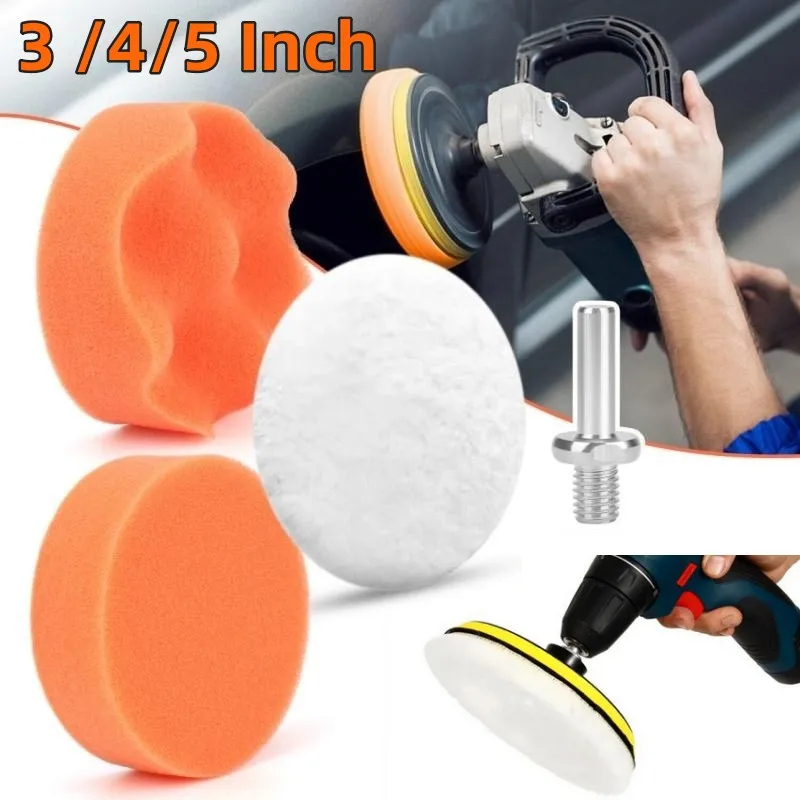

6PCS 3/4/5 Inch Polishing Kit Polishing Pad Car Waxing Sponge Disk Wool Wheel Auto Paint Care Polisher Pads Car Gadget