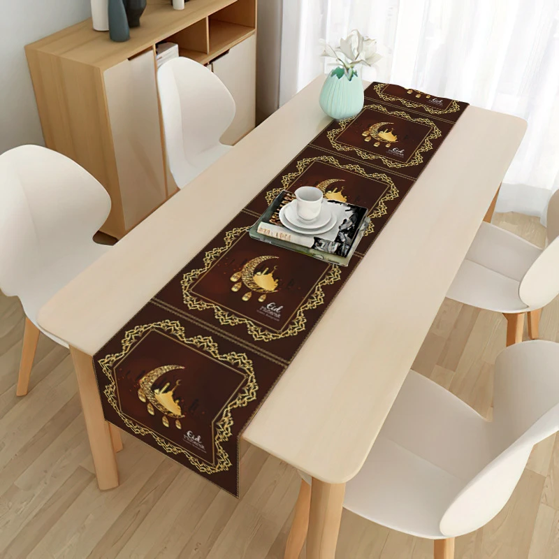 

2023 Eid Mubarak Tablecloth Dining Table Runner Islamic Muslim Party Decor Ramadan Kareem Decoration for Home Eid Al Adha Gifts