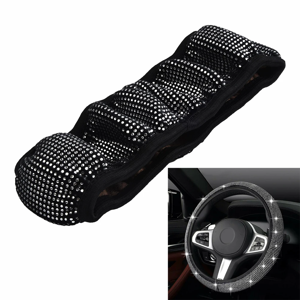 

Universal 38CM Rhinestones Diamond Cars Steering Wheel Cover Bling Crystal Silver Cars Steering Wheel Cover